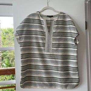 Lafayette 148 New York Dolman Sleeve, Vertical Stripe‎ Boxy Blouse, Size L